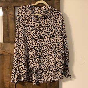Leopard print button up blouse